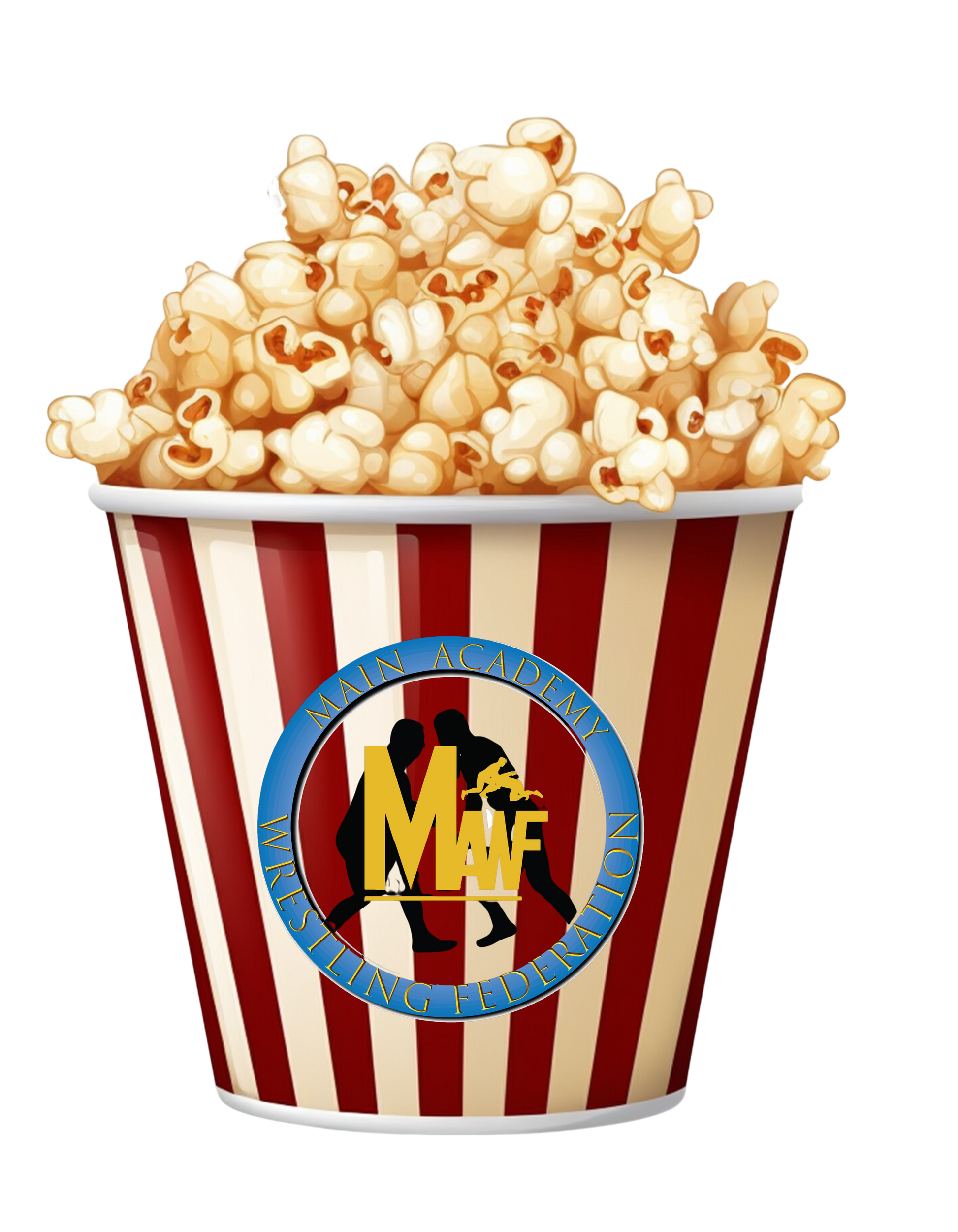 Custom sticker design of popcorn with logo.