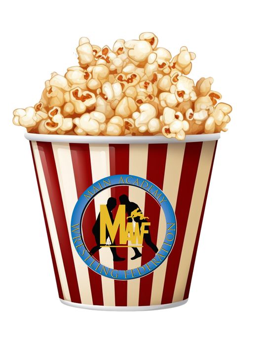 Custom sticker design of popcorn with logo.